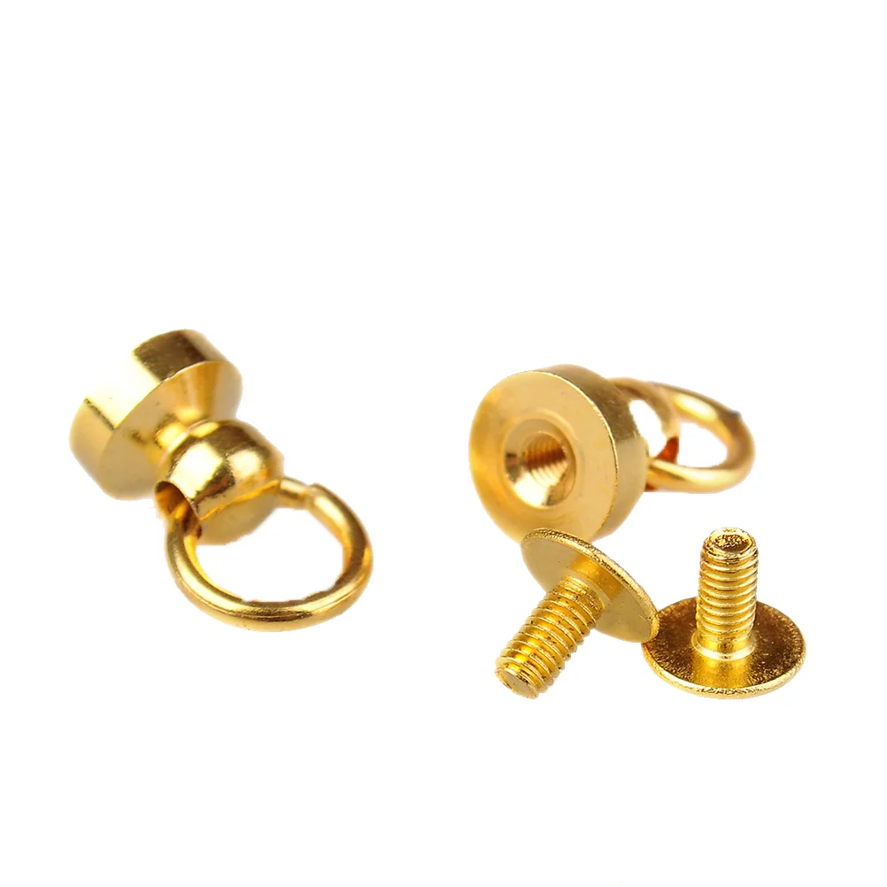 

6 Sets 9MM Rivet Stud Golden Round Ring Rotating Button Studs for