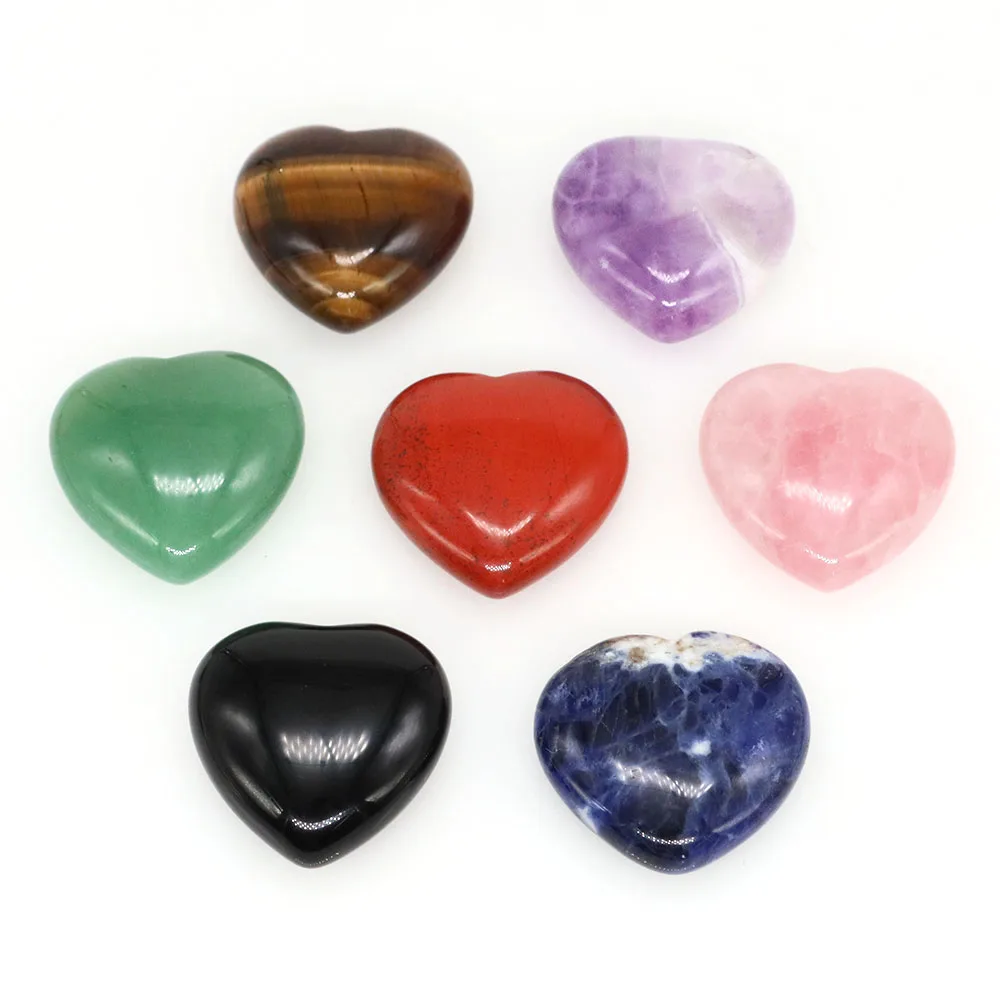 

30mm Heart Shaped Natural Stones Healing Crystals Rose Quartz 7 Chakras Energy Reiki Carved Love Gemstone Room Home Decor Gifts