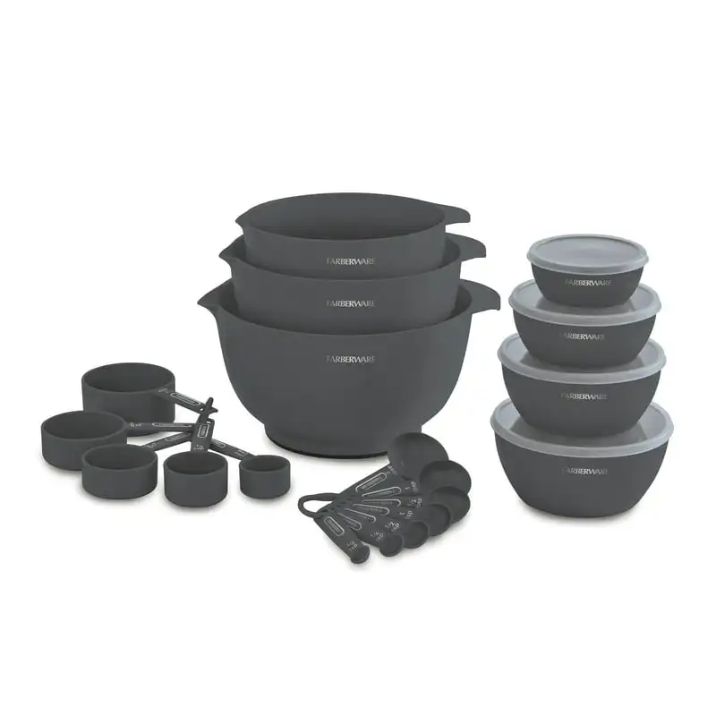 

Gray Mix and Measure Baking Set Silicone for air fryer in Round cake pan for baking Silicone kitchen accessories in square cake