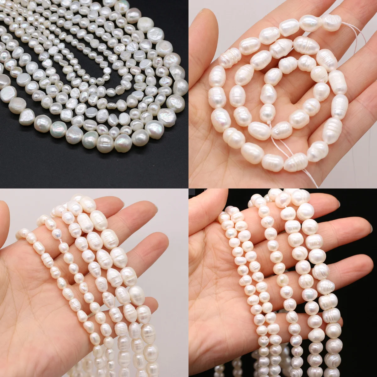 

Natural Freshwater 100%Pearl Beads Irregular Flat Rice Shape Punch Loose Pearls Beads For Jewelry Making DIY Necklace Bracelet