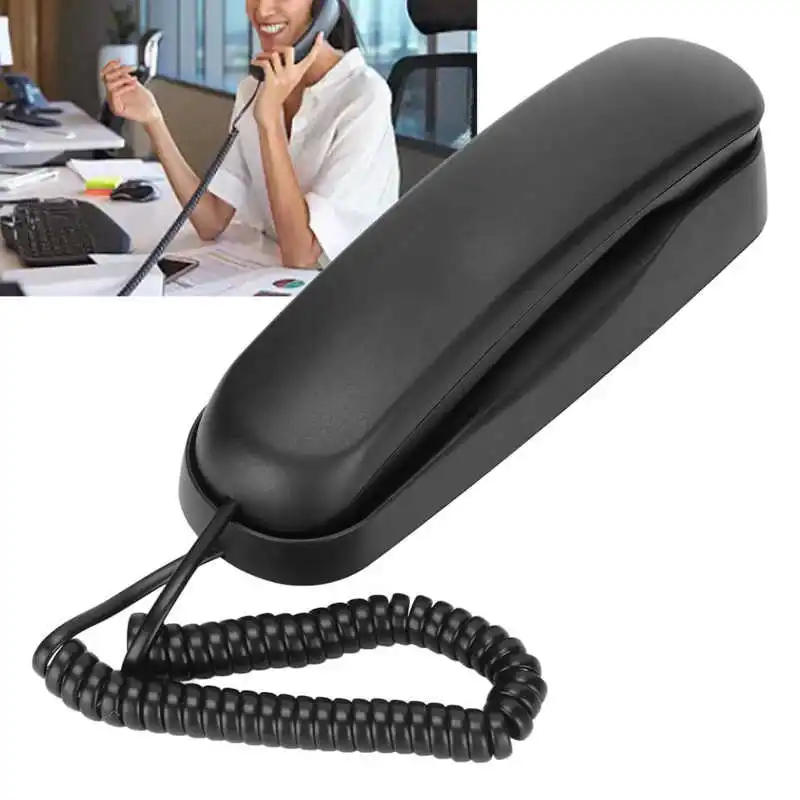 Corded Phone Black Multifunctional Wall Mount Desktop Corded Home Telephone for Office Hotel Home Bathroom