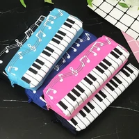 pencil bag large capacity wear resistant canvas musical note print pencil organizer pouch for home