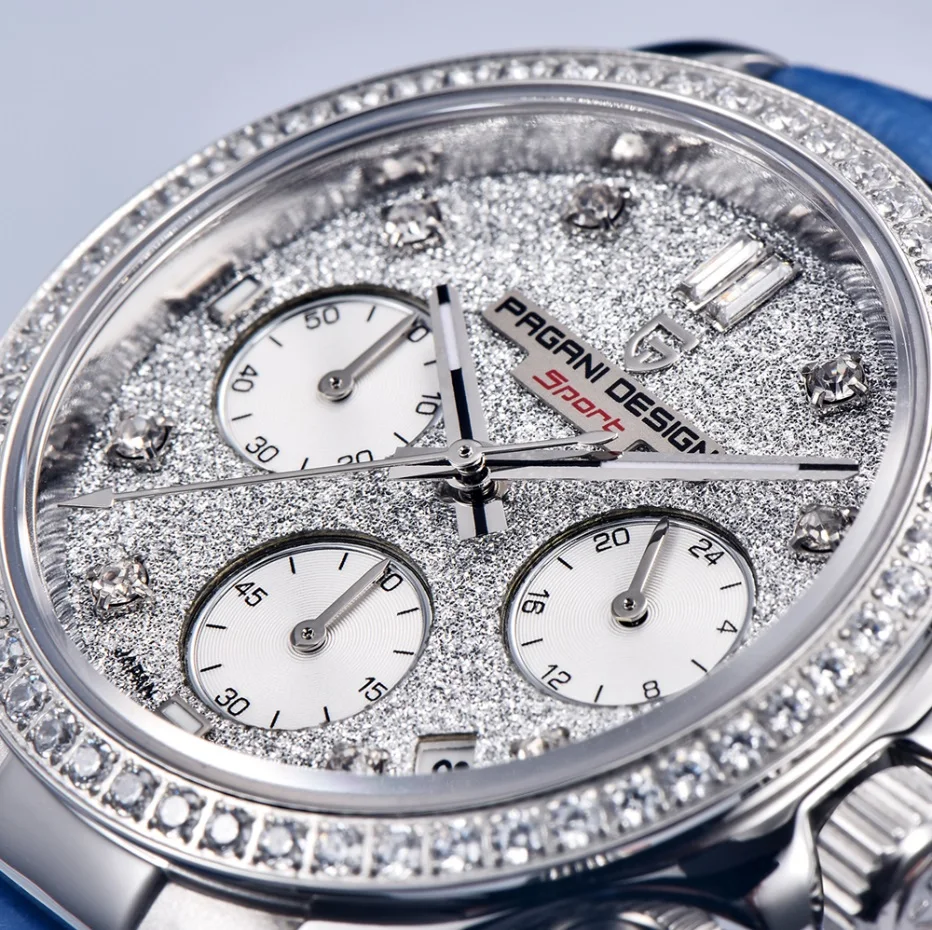 PAGANI Design Iced Out Diamonds 36mm Quartz Watch for Women Sapphire 100m Waterproof Chronograph Relogio Feminino Womens Watches enlarge