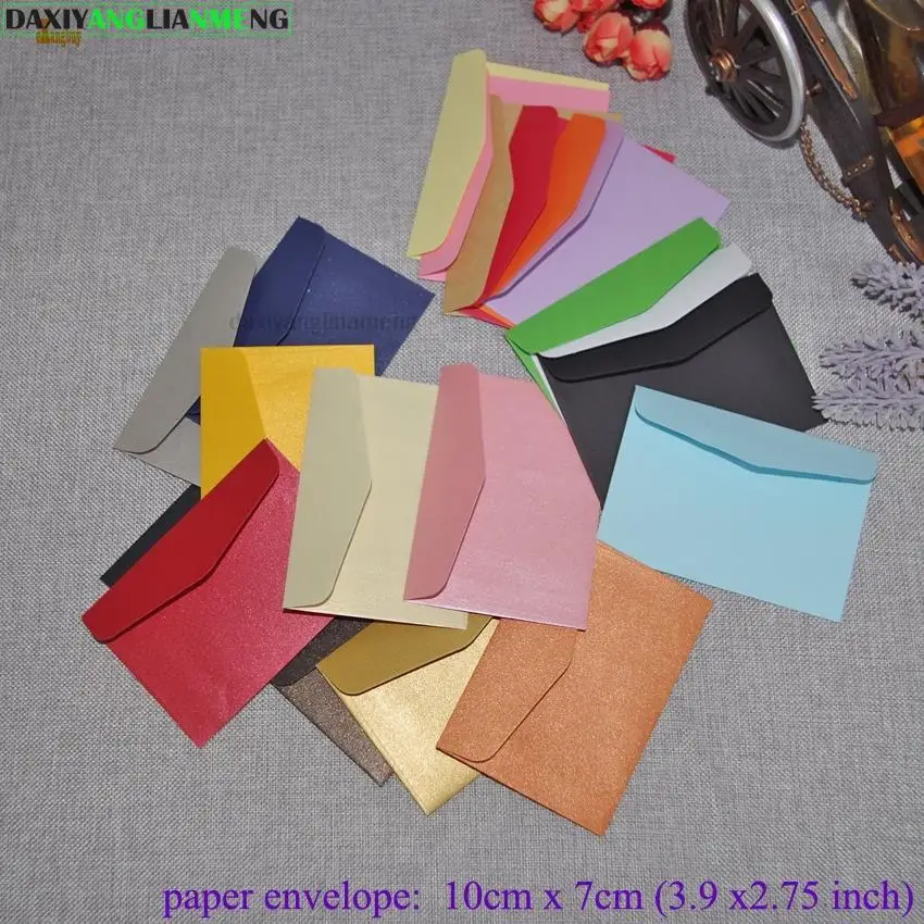 100pcs / lot 10x7cm цветастый мини-крафт конверт для бизнеса VIP Card небольшой