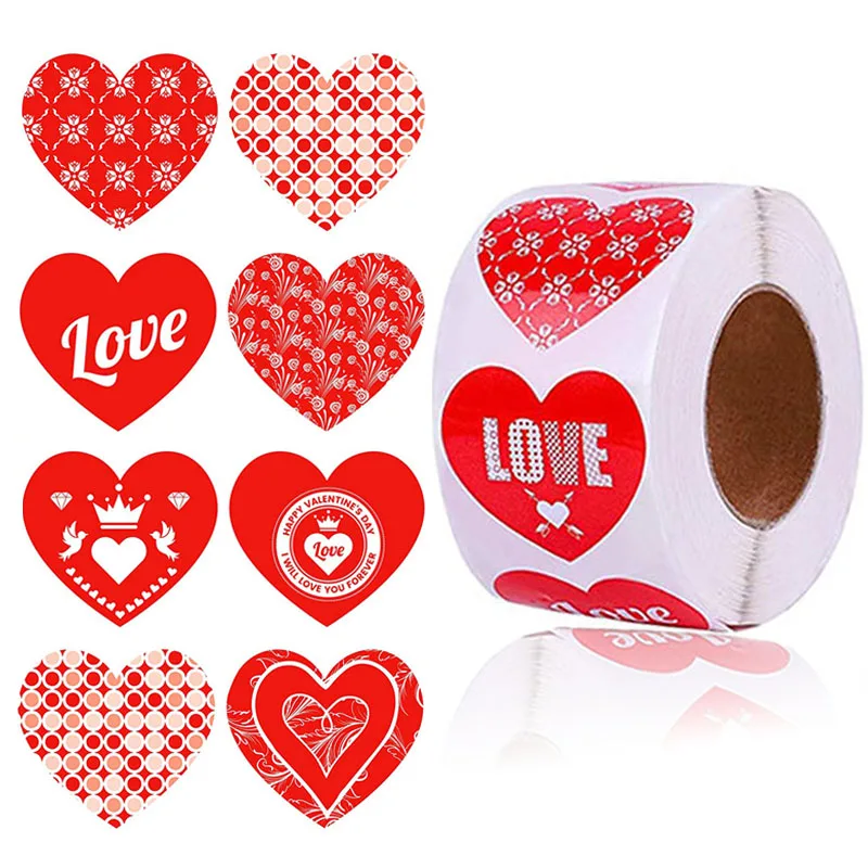 

500pcs Heart Shaped Label Sticker Scrapbooking Gift Packaging Seal Party Wedding Valentine's Day Supply Stationery Sticker