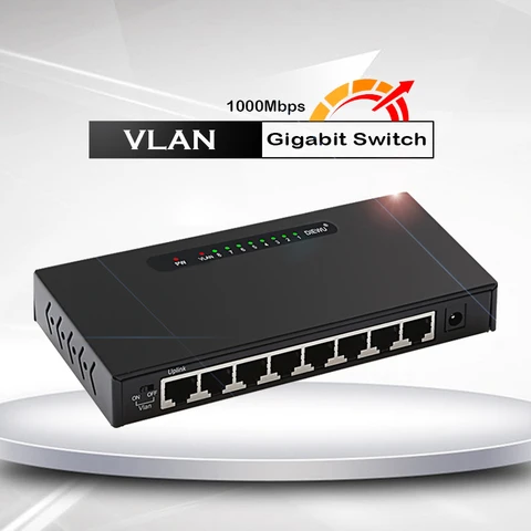 Интеллектуальный коммутатор vlan, 8 портов, гигабитный коммутатор, гигабитный хаб Vlan, сетевой коммутатор, Интернет-разветвитель, быстрый 1000 м, 1G коммутатор ethernet rj45