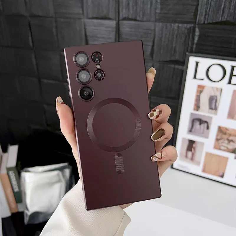 

Luxury For Magsafe Matte Silicone Magnetic Case for Samsung Galaxy S23 S22 S21 S20 FE Note10 20 Ultra Plus Slim Shockproof Cover