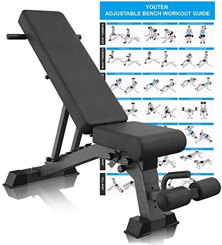 

LB Weight Bench Heavy Capacity | 9-4-4 Almost 90° Adjustable Incline Decline Exercise Bench Press for Home Gym More Stable and
