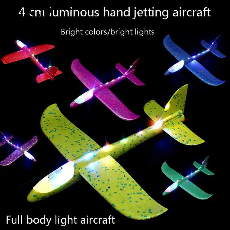 

Luminous Hand Throw Glider Big Foam Plane Light Inertial EVA Bubble Airplane Outdoor Launch Kids Toys For Children Boys Gift