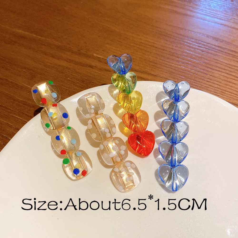 

2022 New 6.5cm Color Wave Dot Broken Hair Bangs Clip Duck Beak Clip Transparent Color Clip Children Accessories For Women