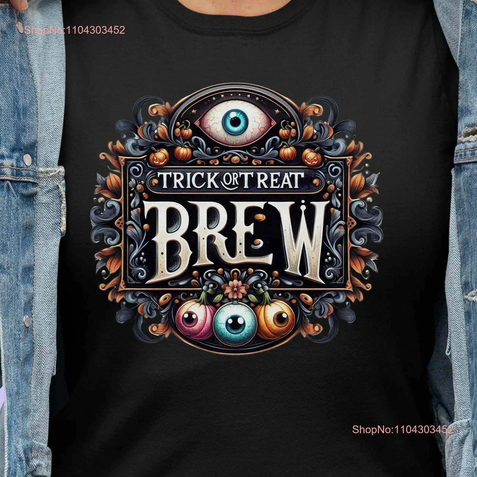 Футболка Trick Treat Brew Бармен Хэллоуин Официантка Ночной клуб Вечеринка или длинные
