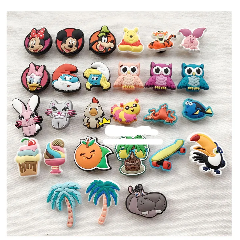 

Подвески для обуви с Микки и Винни, Симпатичные аксессуары с животными, Пряжка для обуви, сандалии, украшения, пряжки из ПВХ с кроликом и сово...