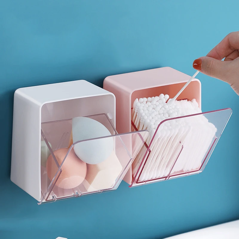 

Dustproof Cotton Swab Box Sundries Wall-mounted Storage Box Makeup Cotton Storage Desktop Finishing Storage Box