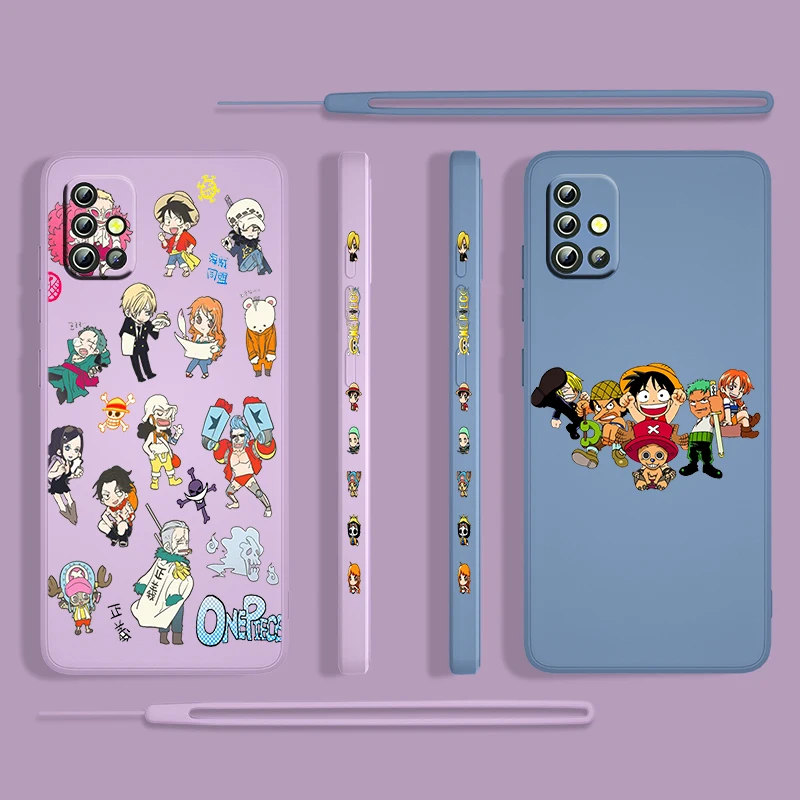 

Anime Japan ONE PIECE For Samsung Galaxy A73 A53 A33 A52 A32 A22 A71 A51 A21S A03S A50 4G 5G Liquid Left Rope Phone Case Cover
