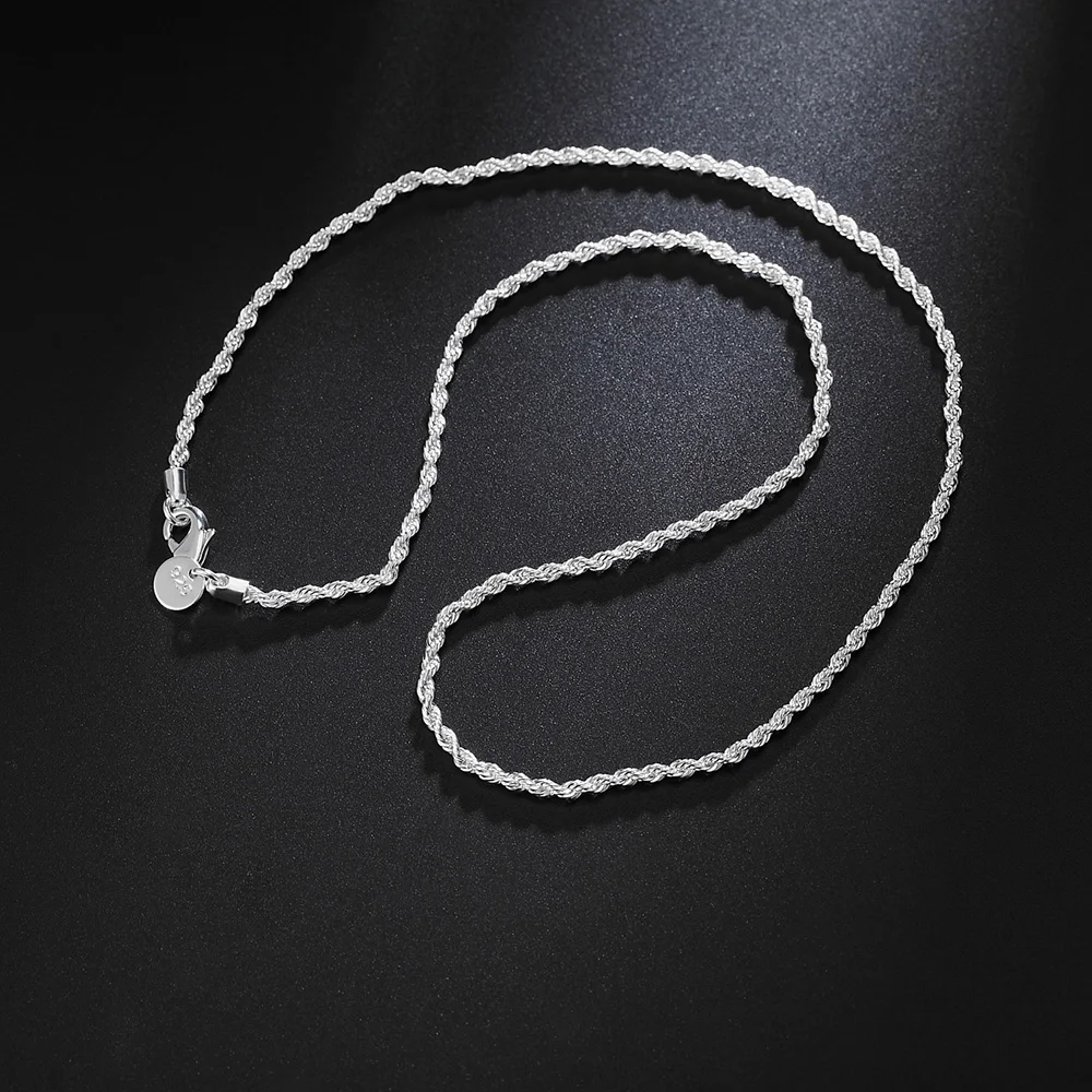 

2MM 16-30INCHES silver color Rope Necklace Beautiful fashion Elegant for women men chain cute pendant choker