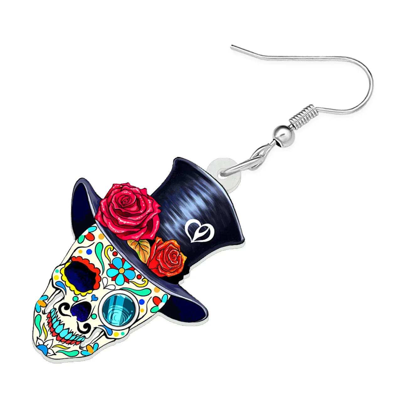 Bonsny акриловые висячие серьги в виде цветка джентльмена сахарного черепа