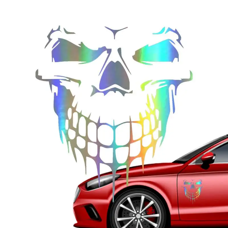 

Самоклеящаяся наклейка в виде черепа, ужасный череп, виниловая наклейка на капот автомобиля, наклейки на окно, стильная наклейка для автомобиля, светоотражающая наклейка
