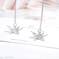 womens fashion stereoscopic crane drop earrings cute bird pendant long chain tassel piercing earring line accessories jewelry