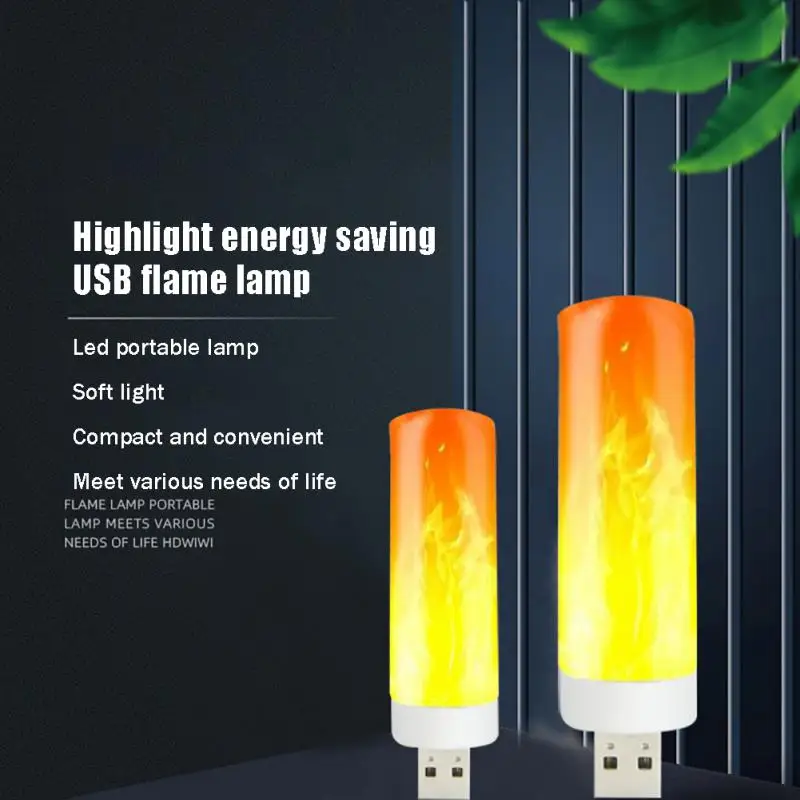 

Usb-лампа в виде пламени, пластиковая портативная мини-лампа в виде пламени