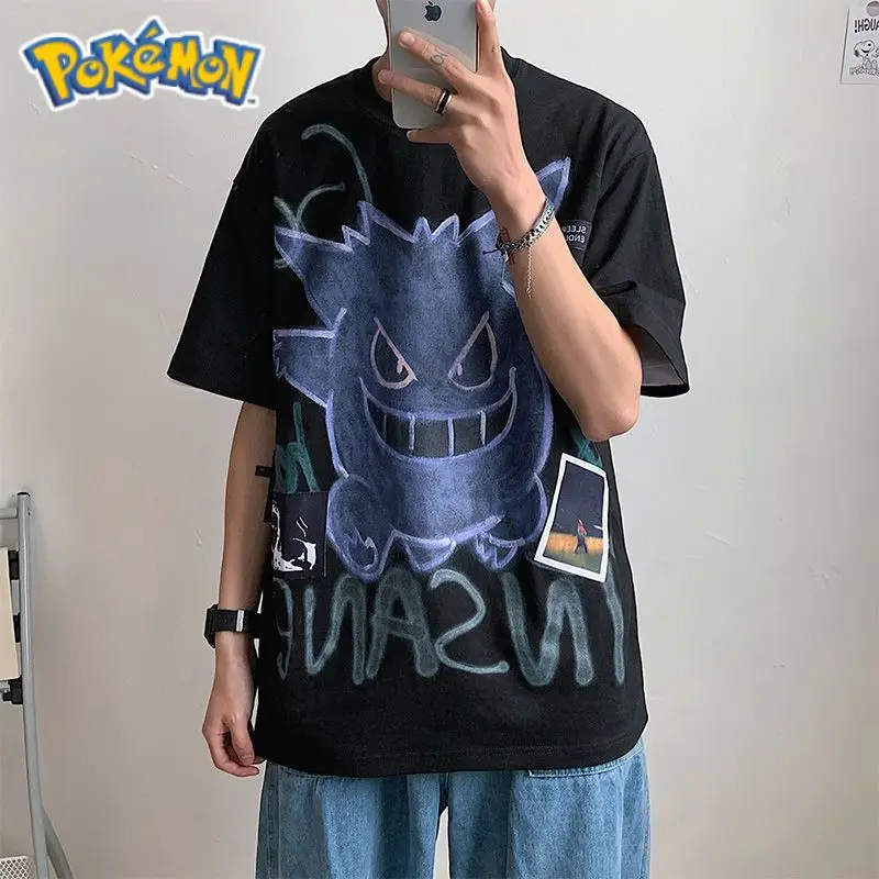 

Pokemon Gengar Top Cartoon Printed Men's T-shirt Oversized Round Neck Short Tshirt Korean Casual Tees Summer Fashion Clothing