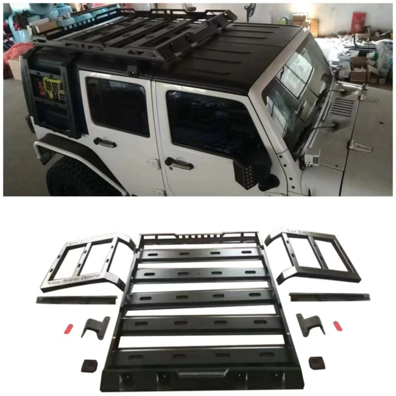 

Storm Roof Rack Basket Luggage Rack Top Roof Rack Rail Luggage Cross Bar Steel For Jeep Wrangler JK 4 Doors J376 LantSun