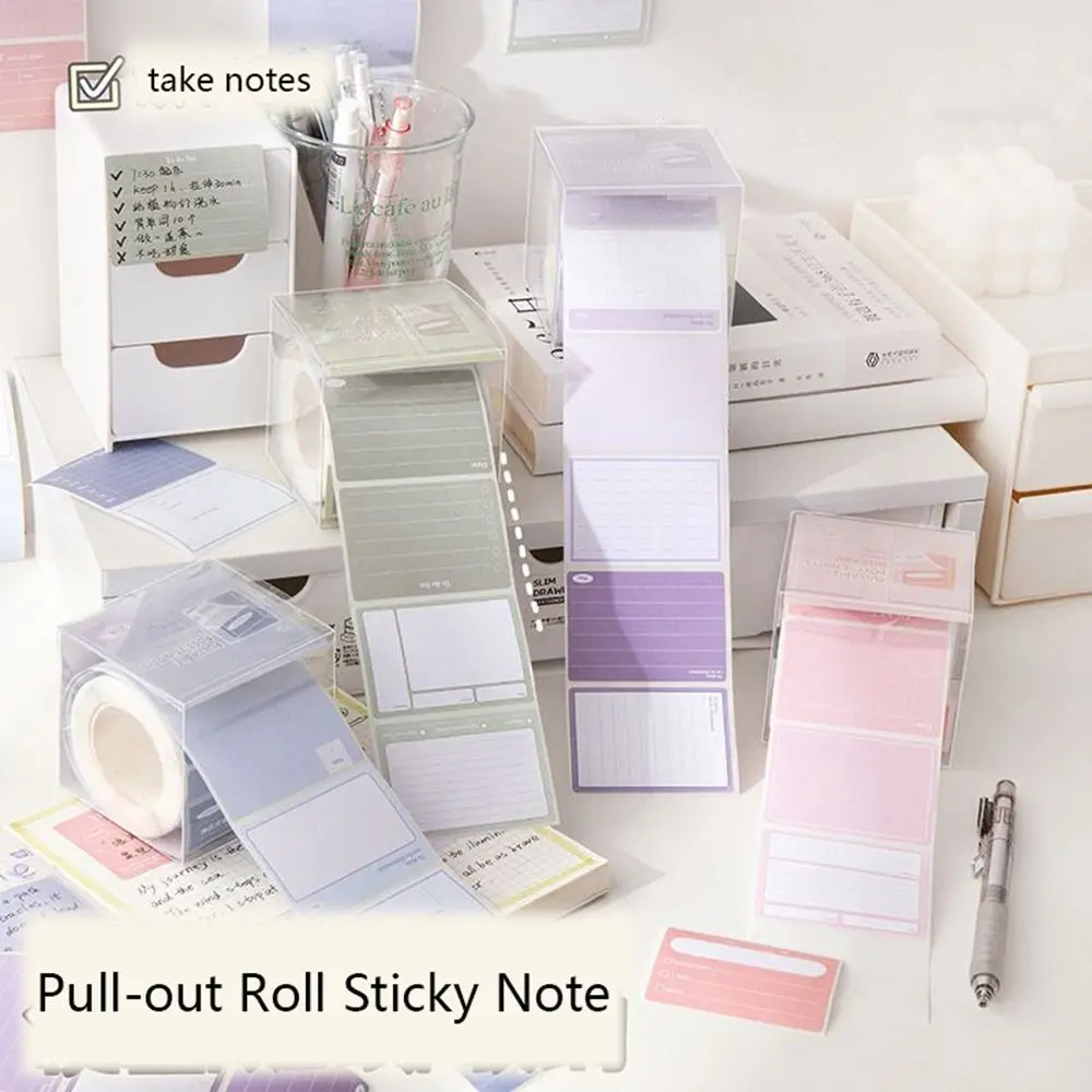 

256 PCS/Box DIY Memo Pad Gradient Color Pull-out Roll Type Tearable Note Pad Blank Label Sticker School Office Supplies