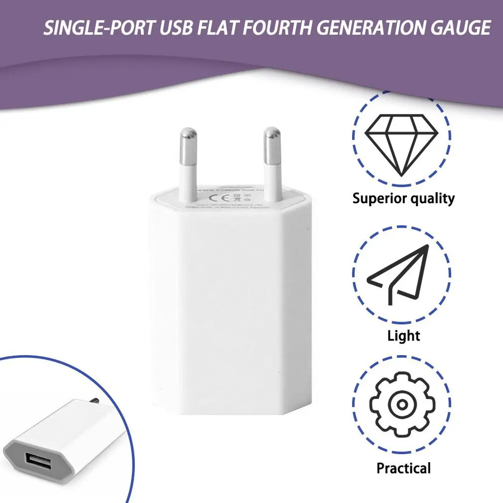 

USB EU Plug AC 5V 1A Wall Charger Universal Portable Travel Power Adapter For Samsung Huawei iPhone Xiaomi HTC 3 Colors