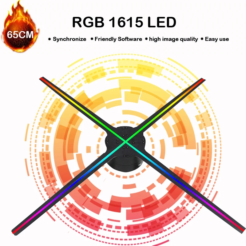 

Мощный 65 см голографический рекламный дисплей 3d Голограмма светодиодный вентилятор с Wi-Fi управлением через приложение