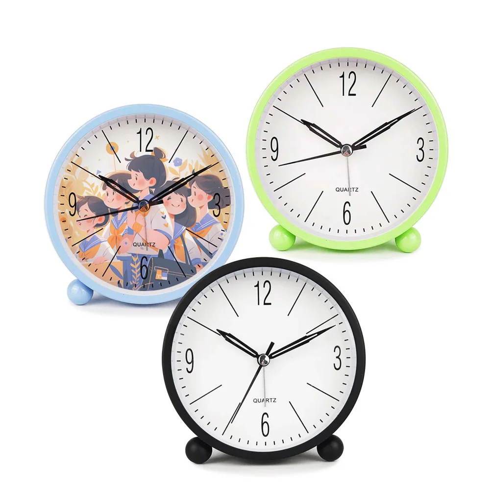 2024 Новое поступление сублимационные пустые цветные часы-будильник термопечать