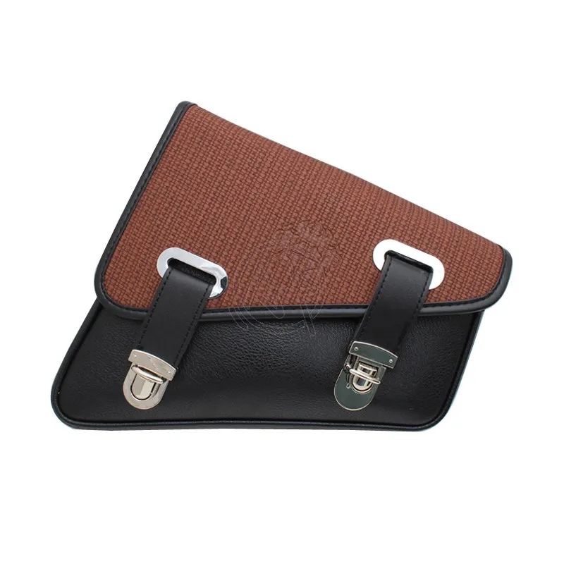 Универсальная мотоциклетная черная/коричневая сумка из искусственной кожи