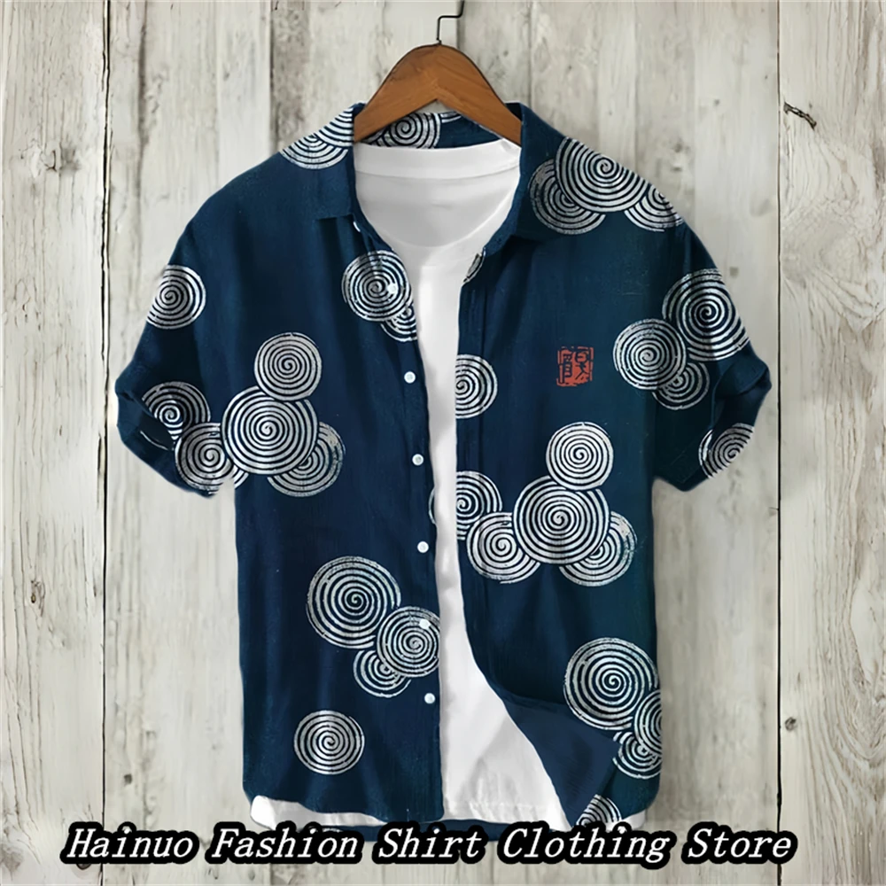 Мужская льняная рубашка с 3D-принтом