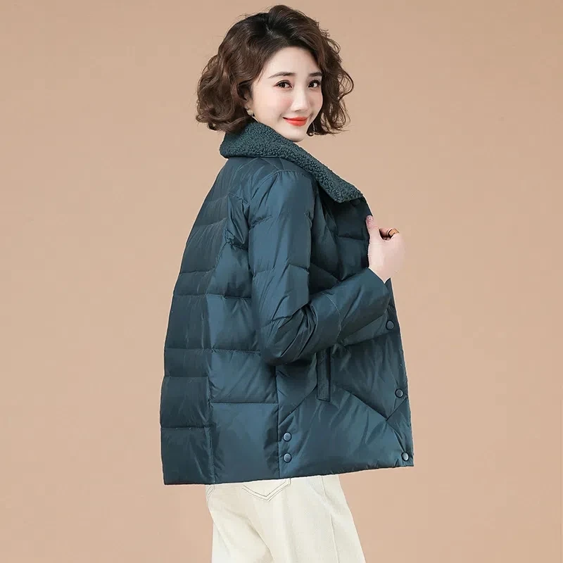 2022 New Women's Winter Parkas Jacket Fashion Cashmere Lamb Wool Down Cotton Jackets Ladies Short Coat Female Elegant Outerwear