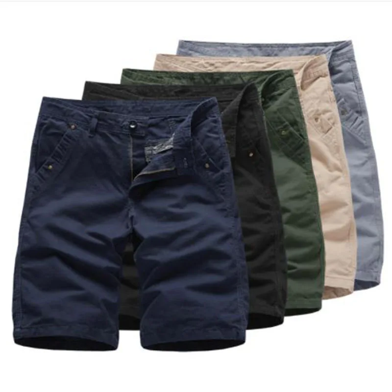 

2022 Summer Mens Cotton Casual Shorts Solid Color Men Short Pants Brand Clothing Bermuda Masculina Military Cargo Shorts 29-40