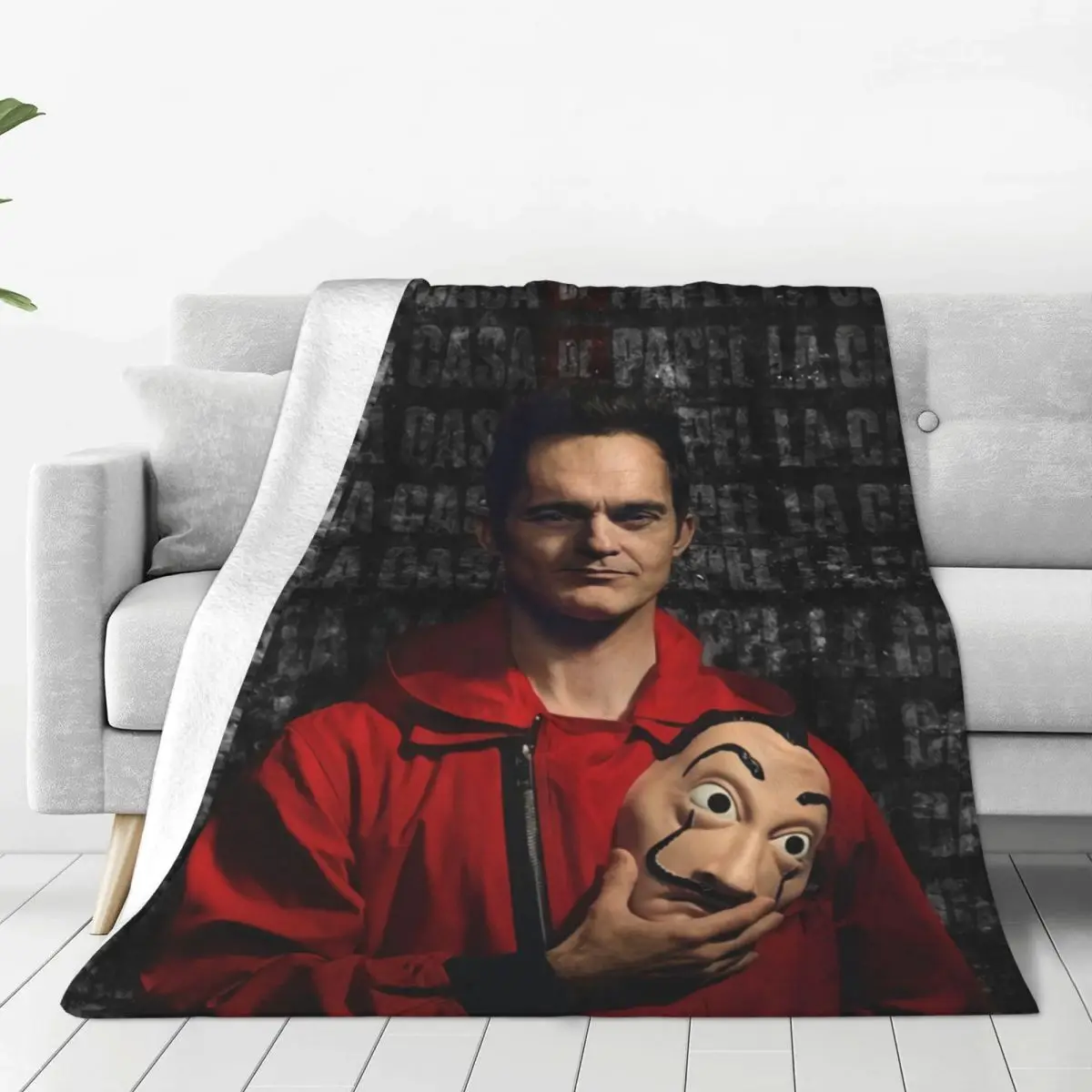 

3D Printed Soft Flannel Fleece Warm Money Heist Throw Blankets for Office Bed Couch Quilt La Casa De Papel Blanket