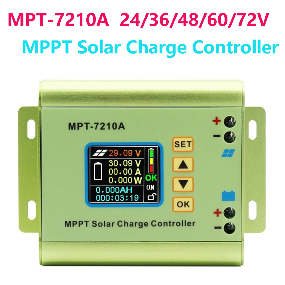 MPT-7210A mppt солнечный контроллер солнечное зарядное устр, солнечная панель солнечных батарей mppt контролем， зарядка 24 В/30 В/36 В/48 В/60 в/72 10A 600Вт