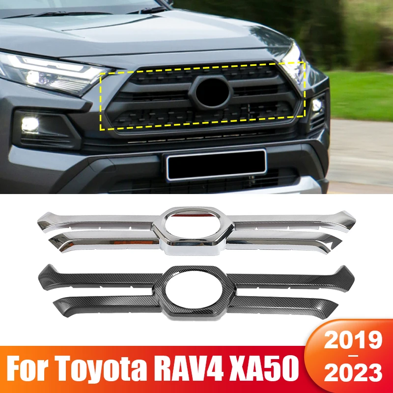 

For Toyota RAV4 XA50 2019 2020 2021 2022 2023 RAV 4 Hybrid Car Racing Grills Front Grille Trim Strips Cover Exterior Accessories
