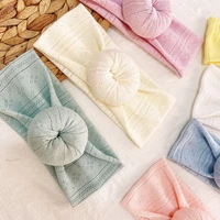 solid color newborn autumn winter girls round knot bows elastic hair band baby ribbed headband girls cotton mesh turban headwrap
