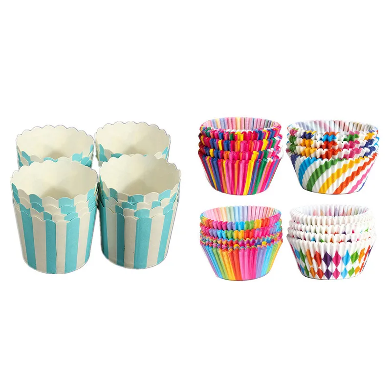 

50 X Cake Case Baking Cups Liner Muffin Dessert Baking Cup With 400 X Colorful Rainbow Combo Disposable Baking Cups Set