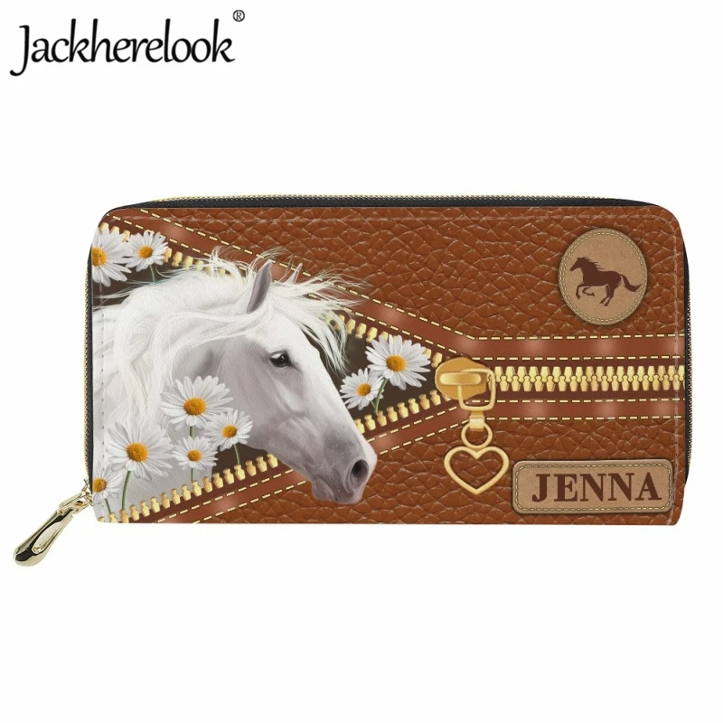 

Jackherelook Vintage Women's Leather Purse 3D Horse Pattern Long Money Bag Ladies Portable Coin Wallet Girls Travel Card Holder