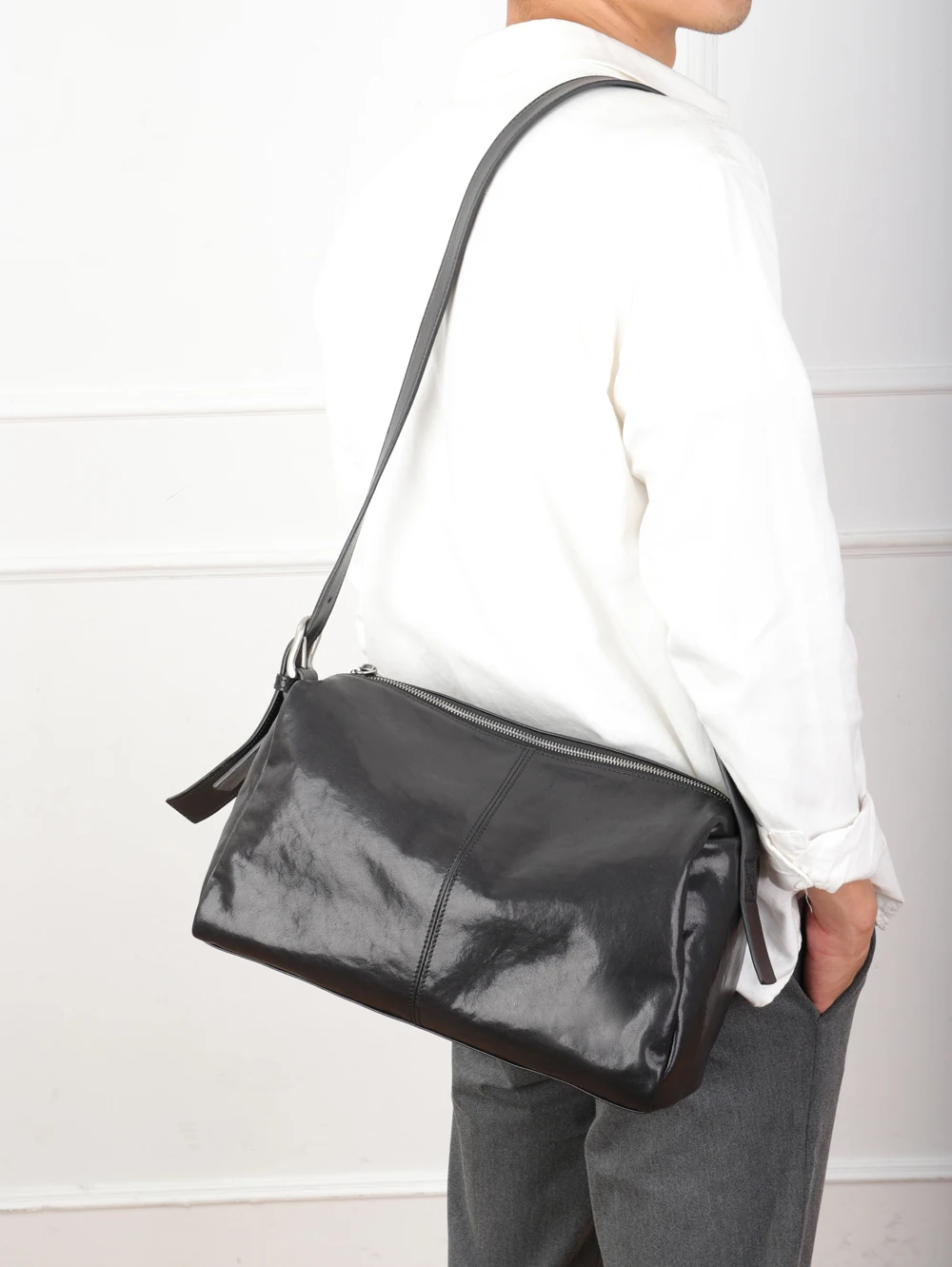 Orabird Мужская роскошная сумка через плечо из воловьей кожи большая вместительная