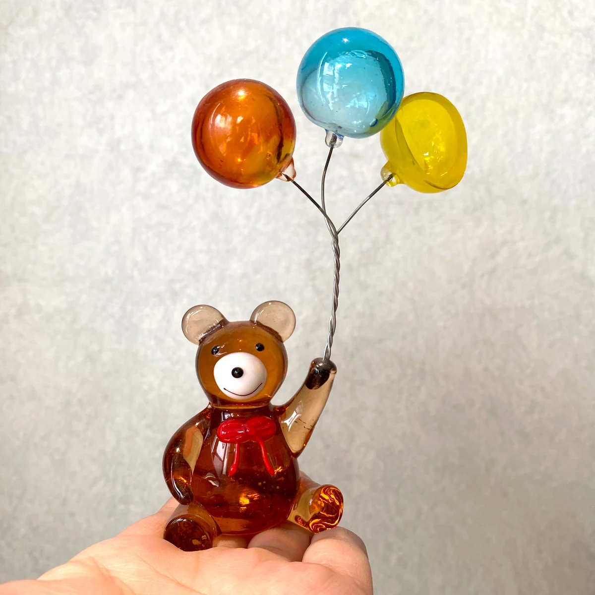 

Crystal Mr. Bear With Three Balloon Figurine Car Ornament Glass Bear Animal Paperweight Home Table Decor Kids Christmas Day Gift