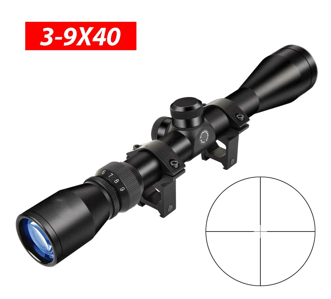 Tctic 3-9x40 Оптический прицел для винтовки R4 с сеткой и креплением Пикатинни 20 мм