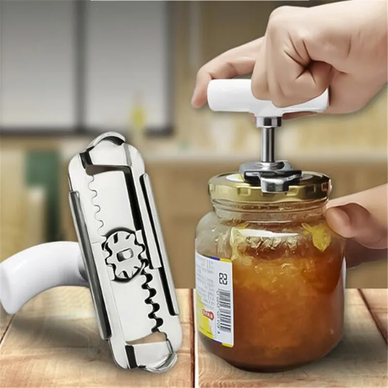 

Manual Stainless Steel Can Jar Opener Adjustable 1-4 Inches Cap Lid Openers Tool Kitchen Gadgets Accessories Lids off Opener