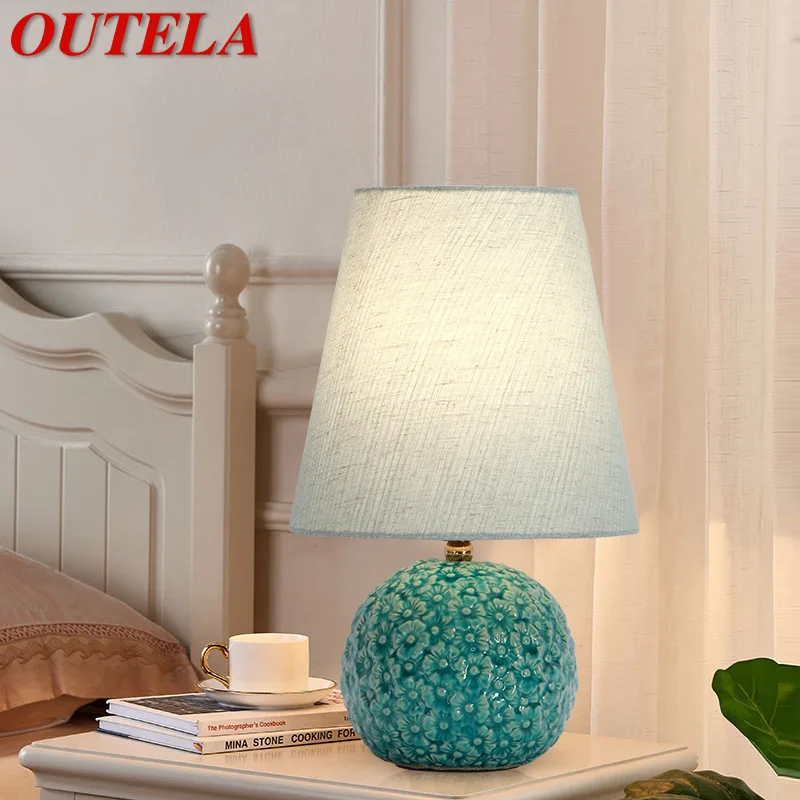 

OUTELA Contemporary Table Lamp LED Creative Ceramics Dimmer Desk Light For Home Living Room Bedroom Bedside Decor