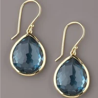luxury cubic zirconia aquamarine gold color love stud earrings for women bride band wedding jewelry