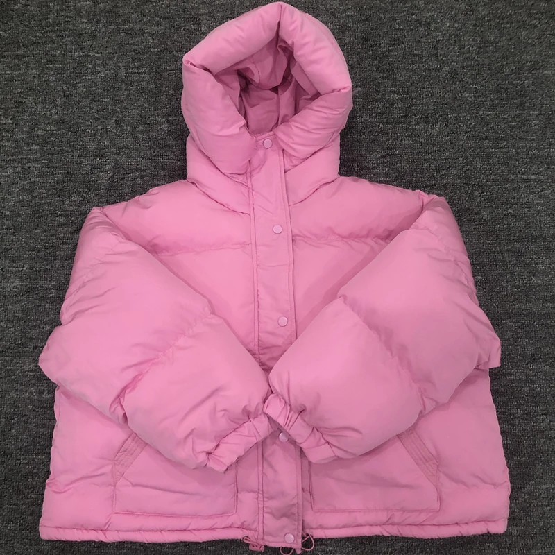 Winter New Women Cotton Coat 2022 Loose Solid Sweet Female Office Lady Outwear Bubble Coat Hooded Warm Pocket Elegant Ins Jacket