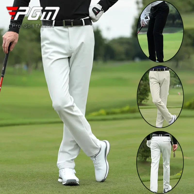 

PGM Men High Elastic Golf Pants Male Soft Thicken Trousers Men Mid-waist Straight Pants Male Autumn Casual Golf Trousers 2XS-3XL