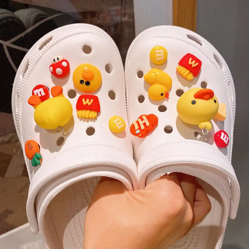 

14 Pcs Cute Candy Crocs Charm Sit DIY Cartoon Kids Sandals Animal Shoes Decoration Pig Orange Fruit Croc Charm For Boy Girl Gift