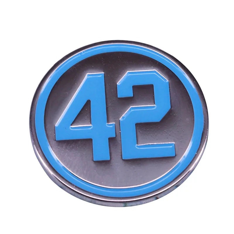 Blue Number 42 Honoring Baseballs Barrier Breaker Enamel Pin Button Badge Jackie Robinson Day Memorial Baseball Themed Brooch