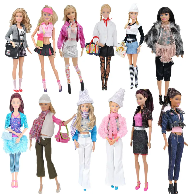 

Cosplay 11.5" Doll Outfits Set For Barbie Clothes Coat Jacket Shirt Skirt Pants Bag Glasses Clothing 1/6 BJD Dolls Accessory Toy